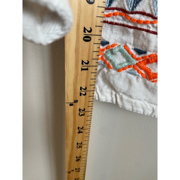 Anthropologie‎ Embroidered Cropped Pants Cream Boho Festival Size 12 - Picture 8 of 11